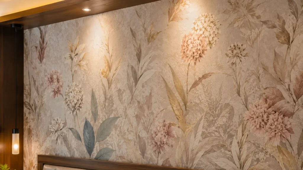 Elegant floral mural bedroom wall (1)