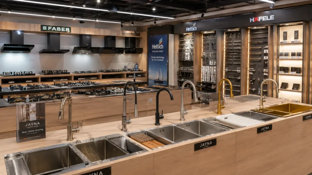 Modern kitchen showroom with stylish displays